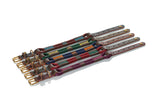 Set of colorful leather straps with gold buckles on a white background
