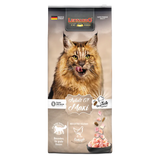 A package of LEONARDO Adult Grain Free Maxi cat food with an image of a cat on the front and product details.