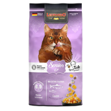A bag of LEONARDO Senior Grain Free cat food with an image of a cat on the front.