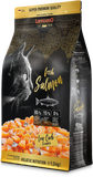 Leonardo cat food package with salmon flavor on a black background