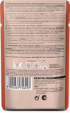 Back view of Leonardo pheasant and cranberries cat wet food pouch package with text and barcodes