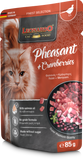 Leonardo cat food pouch with pheasant and cranberries on a white background