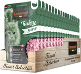 Leonardo cat food packaging with turkey pure flavor on a white background