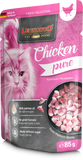 Leonardo cat food package with chicken pure on a pink background