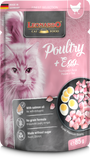 Leonardo cat food package with a pink background and a cat's face on it.