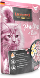 Leonardo cat food package with a pink background featuring a cat.