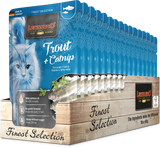 Leonardo cat food packaging with trout and catnip flavor on a white background