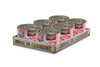 pack of canned pet food in a wooden crate with 'Made in Germany' text on a white background