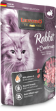 Leonardo cat food package with a cat on the front, featuring rabbit and cranberries.