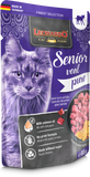 Leonardo cat food package for senior cats with veal, made in Germany.