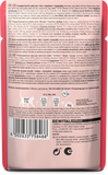 Back view of a product packaging with text and a barcode on a red background