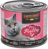 Can of Leonardo Cat Food Pure Poultry with a cat on the label